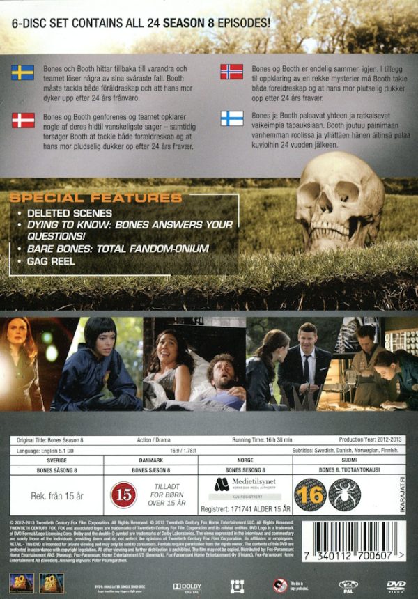 DVD - Bones - Säsong 8 baksida