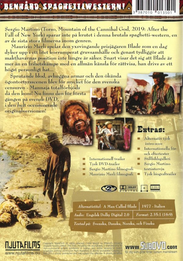 DVD - Mannaja (Maurizio Merli) (1977) baksida