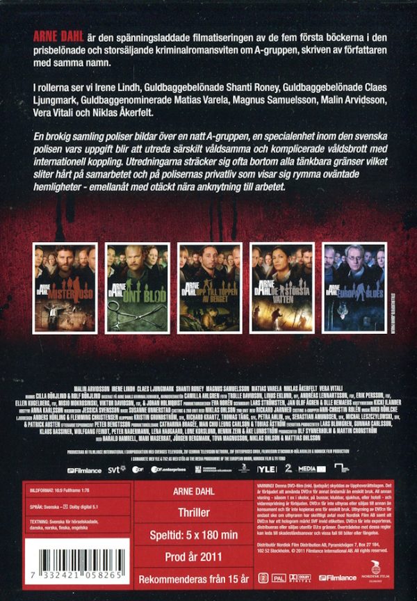 DVD - Arne Dahl: Första Säsongen (5-disc) baksida