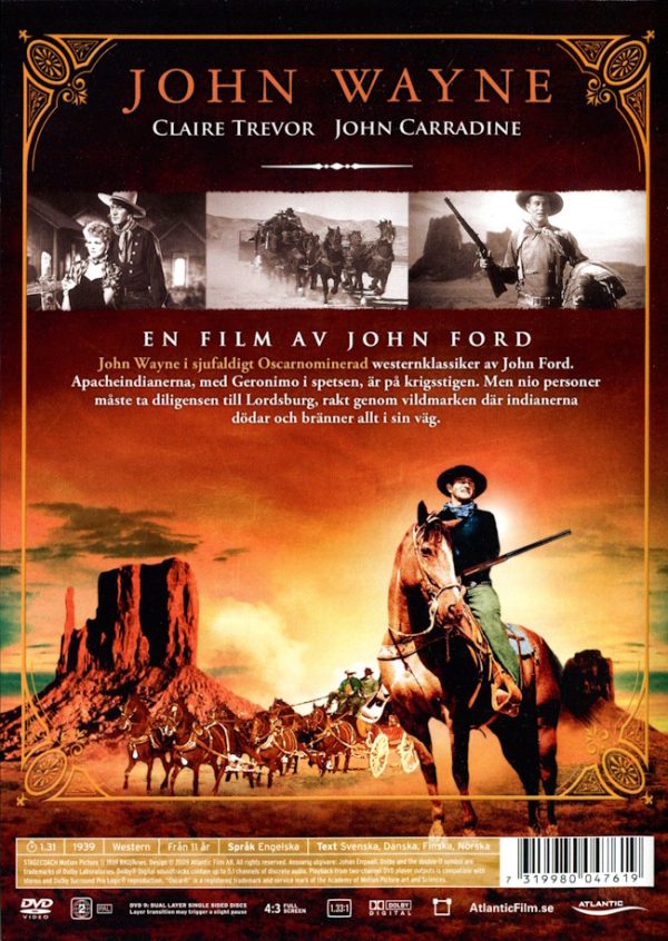DVD - Diligensen (John Wayne) (1939) baksida