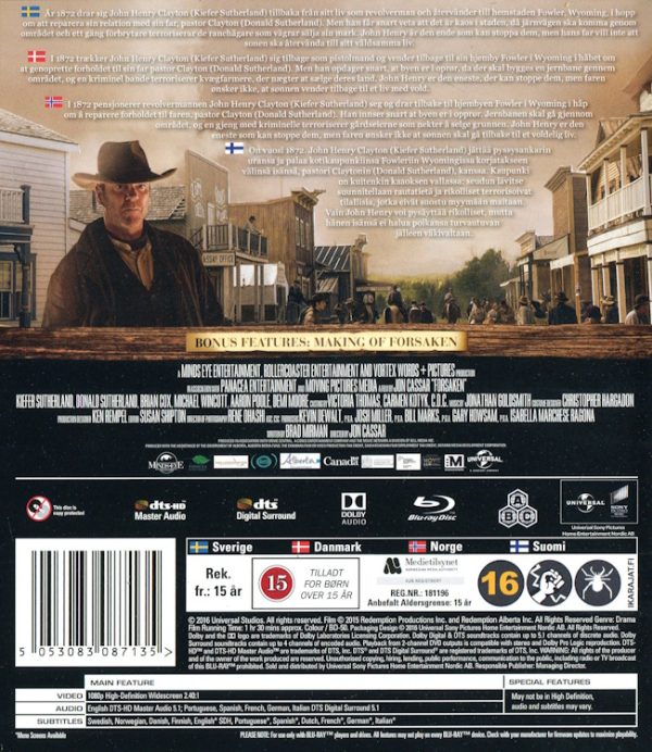 Bluray - Forsaken (Kiefer Sutherland) (2015) baksida