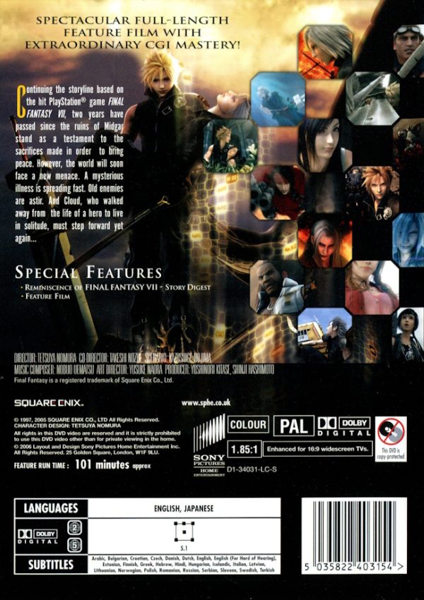 DVD - Final Fantasy VII : Advent Children baksida