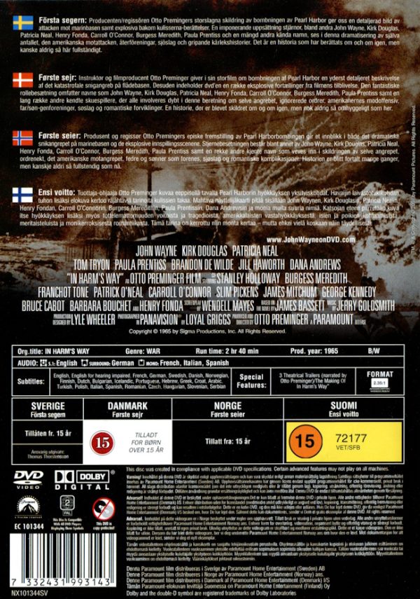 DVD - In Harm's Way (John Wayne) (1965) baksida