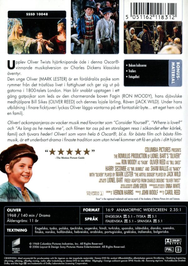 DVD - Oliver! (30-års Specialutgåva) (1968) baksida