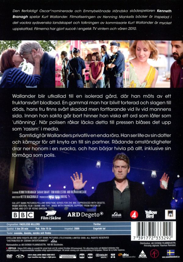 DVD - Wallander: Faceless Killers (Kenneth Branagh) baksida