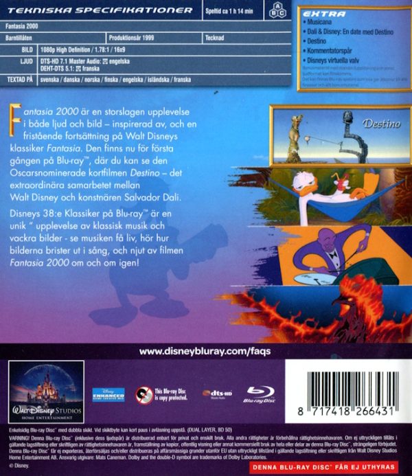 Bluray - Disney Klassiker 38: Fantasia 2000 (Specialutgåva) baksida