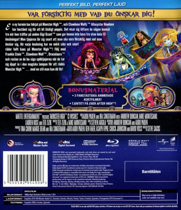 Bluray - Monster High: 13 Önskningar baksida
