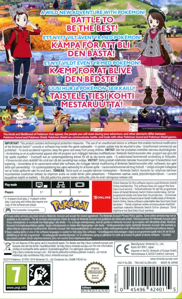 Nintendo Switch - Pokémon Shield baksida