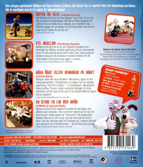 Bluray - Wallace & Gromit - Fyra Galna Äventyr baksida