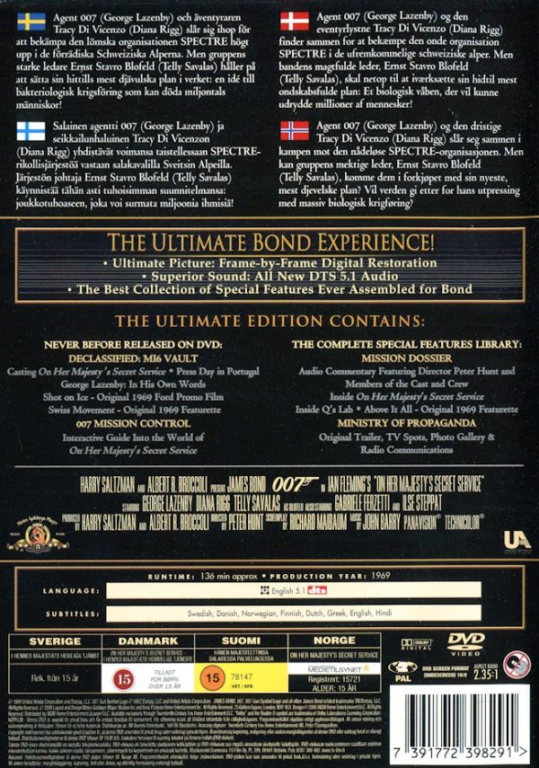 DVD - 007: On Her Majesty's Secret Service (2-Disc Ultimate Edition) framsida