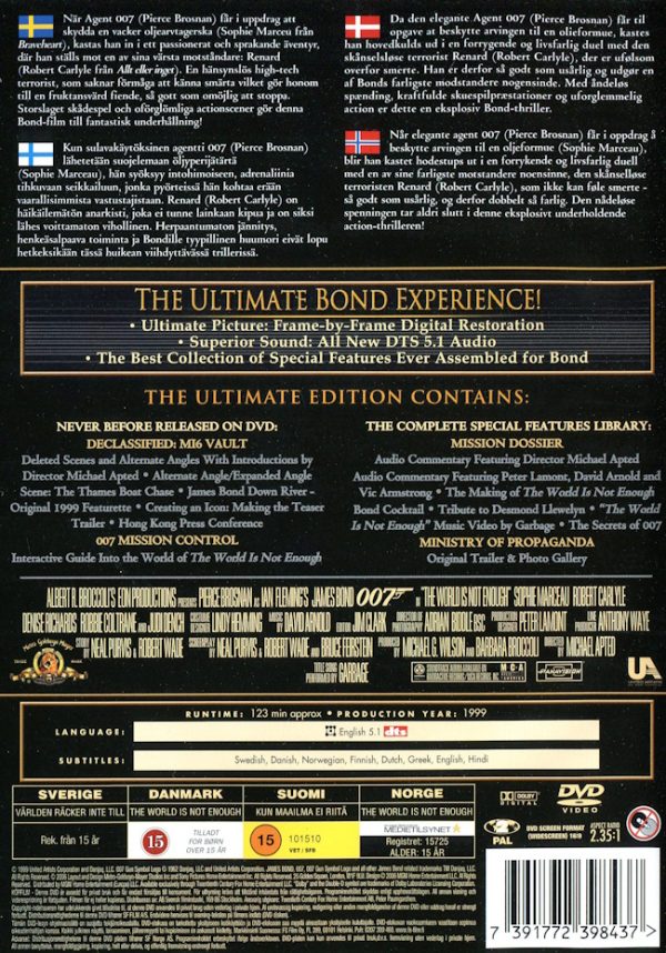 DVD - 007: World Is Not Enough (2-Disc Ultimate Edition) baksida