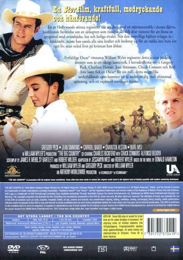 DVD - Det stora landet (Gregory Peck) (1958) baksida