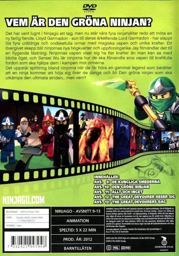 DVD - LEGO Ninjago: Masters of Spinjitzu - Avsnitt 9-13 baksida