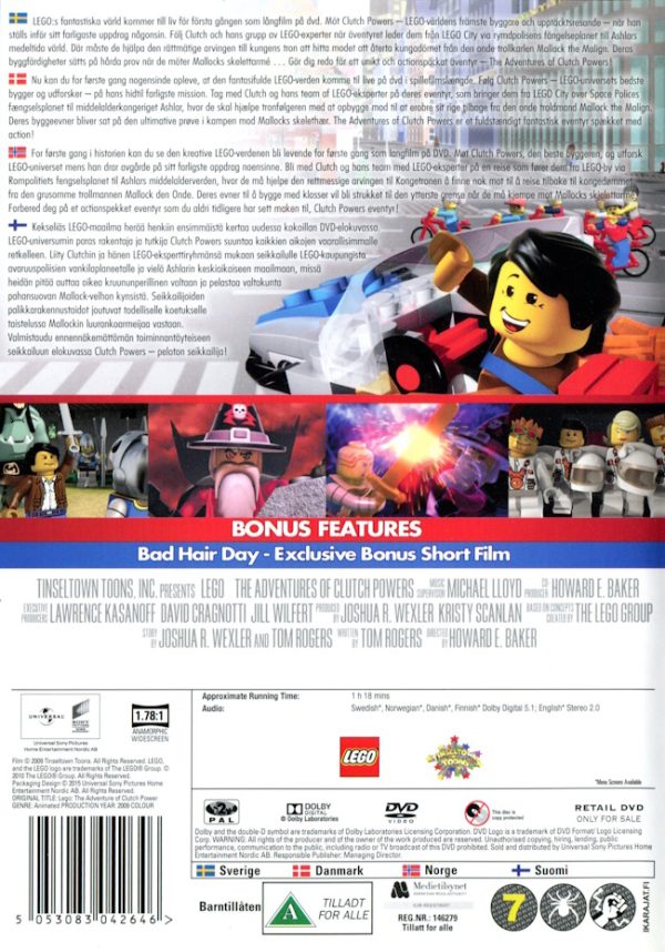 DVD - LEGO: the Adventures of Clutch Powers baksida