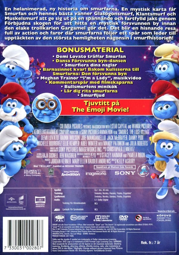 DVD - Smurfarna: Den försvunna byn baksida