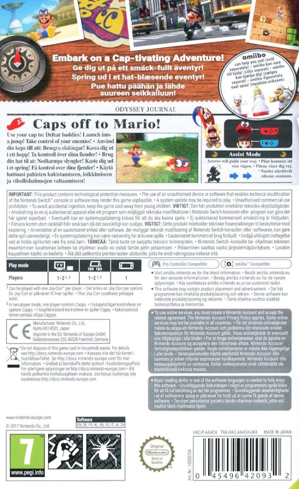 Nintendo Switch - Super Mario Odyssey baksida