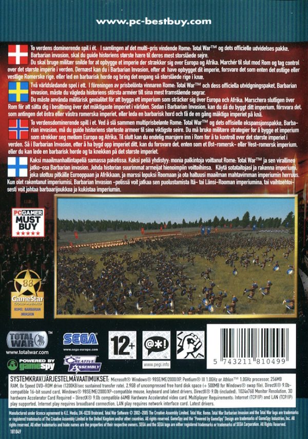 PC - Rome: Total War (Gold Edition) (Incl Barbarian Invasion) baksida