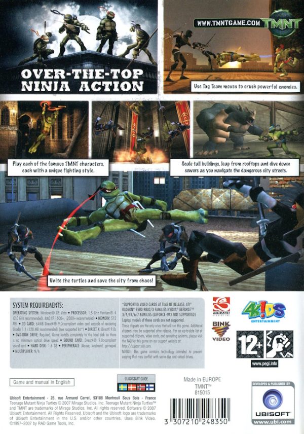 PC - TMNT: Teenage Mutant Ninja Turtles baksida