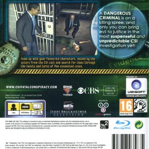 Playstation 3 - CSI: Crime Scene Investigation - Fatal Conspiracy baksida