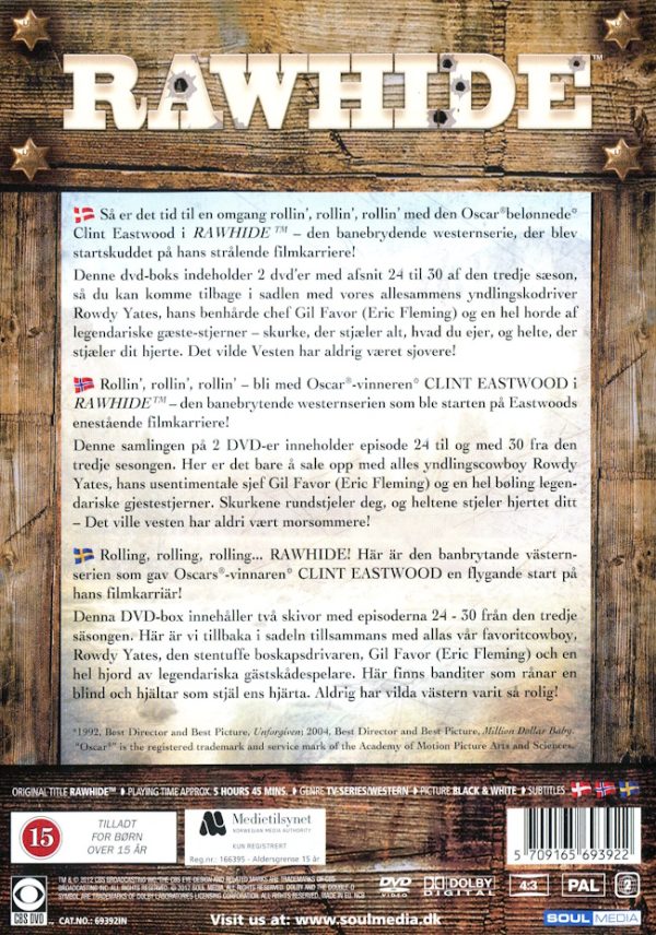DVD - Rawhide: Säsong 3 - Box 4 (Clint Eastwood) (1960) baksida