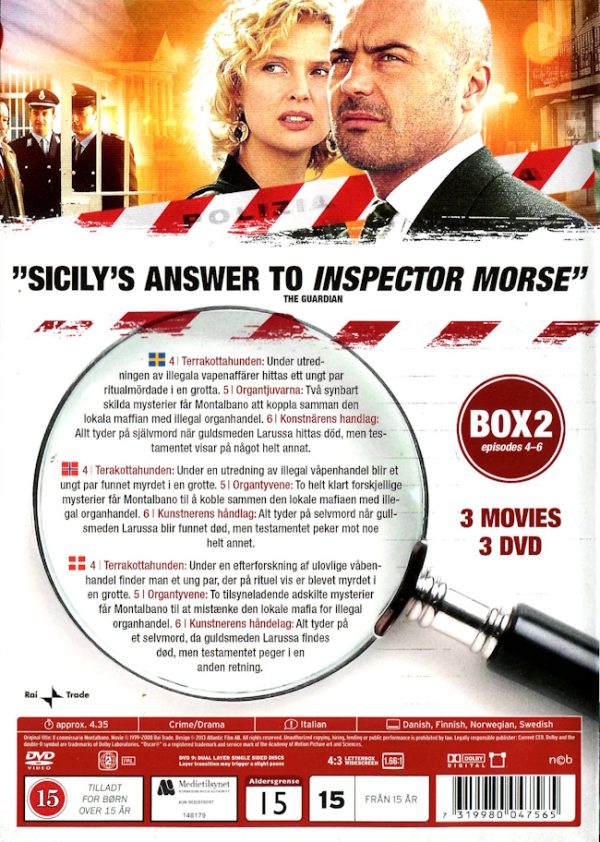DVD - Kommissarie Montalbano - Box 2 (3-disc) baksida