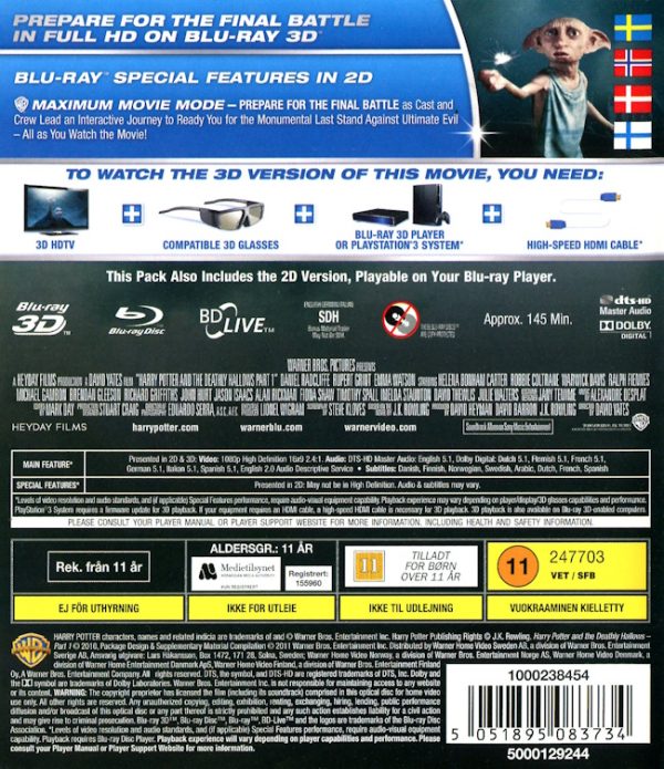 Bluray - Harry Potter And the Deathly Hallows - Part 1 (3D) baksida