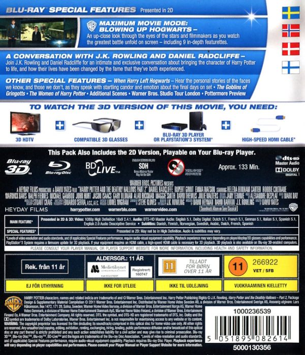 Bluray - Harry Potter And the Deathly Hallows - Part 2 (3D) baksida