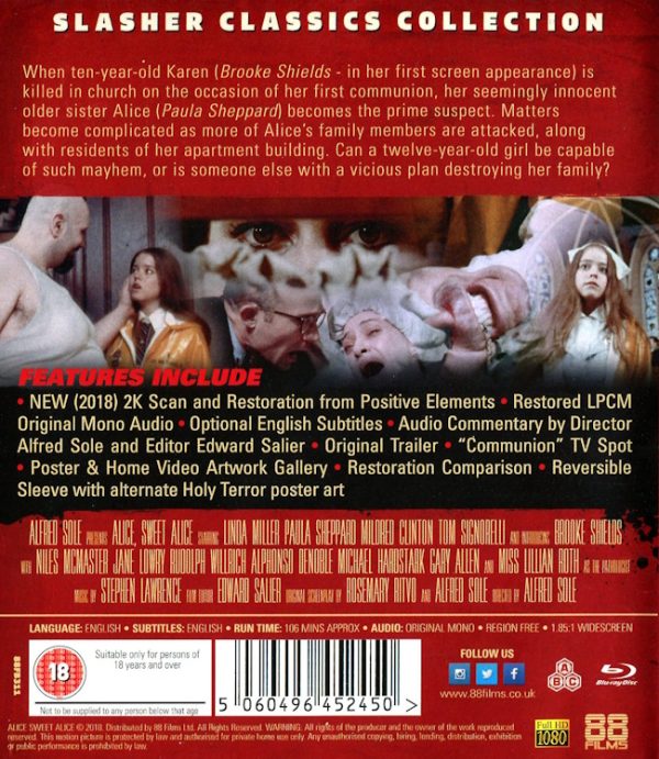 Bluray - Alice, Sweet Alice (Linda Miller) (1976) (Import) baksida
