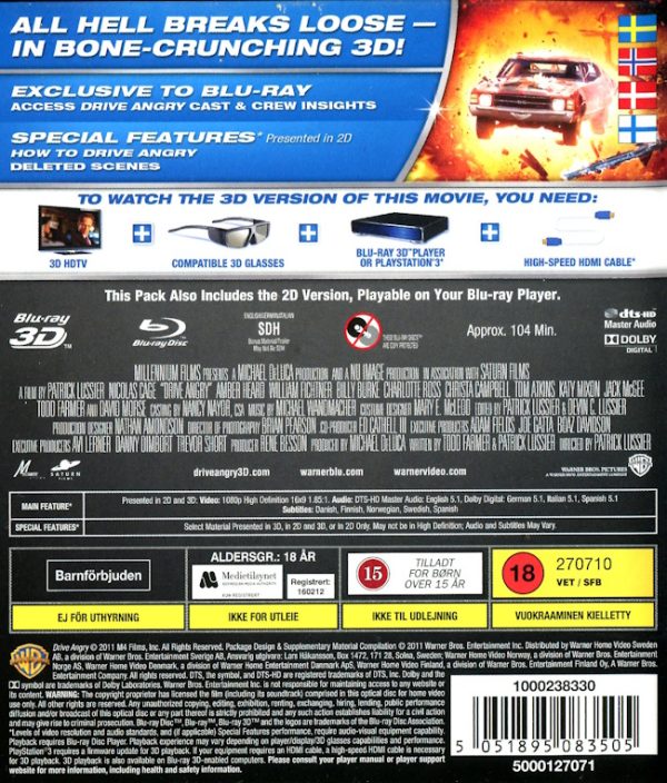 Bluray - Drive Angry (Nicolas Cage) (2011) (3D) baksida