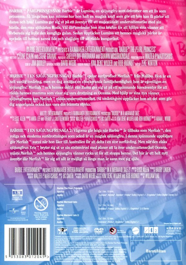 DVD - Barbie: Sjöjungfru (Samlarbox med 3 filmer) baksida