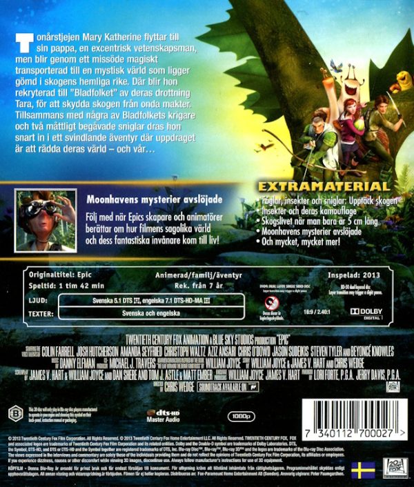 Bluray - Epic: Skogens hemliga rike (2013) (3D) baksida
