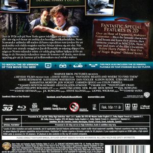 Bluray - Fantastiska Vidunder och var man hittar dem (Eddie Redmayne) (2016) (3D) baksida