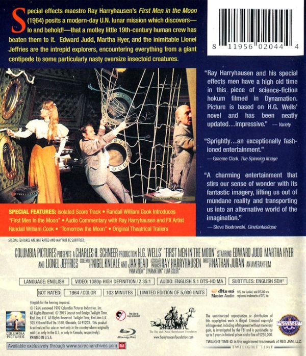 Bluray - First Men In the Moon (Edward Judd) (1964) (Import) baksida