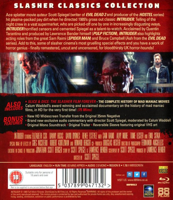 Bluray - Intruder (Sam Raimi) (1989) (Import) baksida