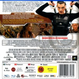 Bluray - Resident Evil : Afterlife (Milla Jovovich) (2010) (3D) baksida