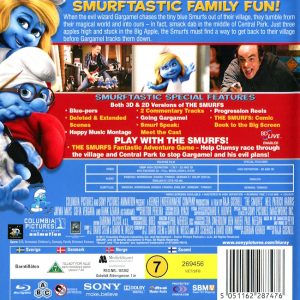 Bluray - Smurfarna (2011) (3D) baksida