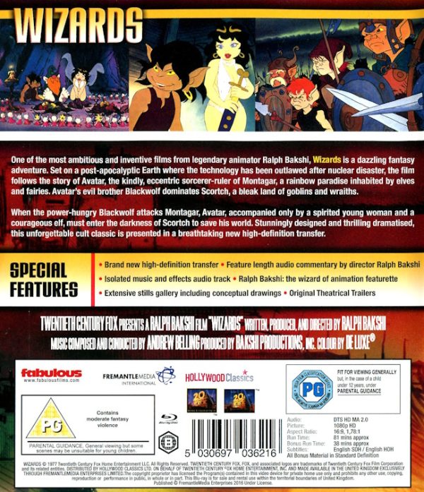 Bluray - Wizards (Ralph Bakshi) (1977) (Import) baksida